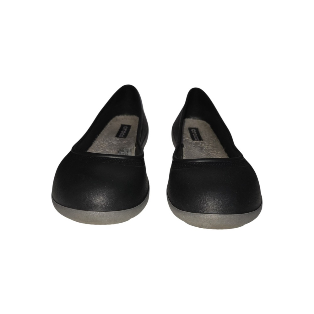 Crocs Work Black Faux Fur Lined Flats Shoes Womens 10 Slip Resistant